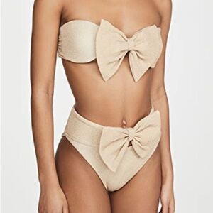 LAST CHANCE 50% OFF Beach Riot gold M bow bandeau top med bottoms large bikini